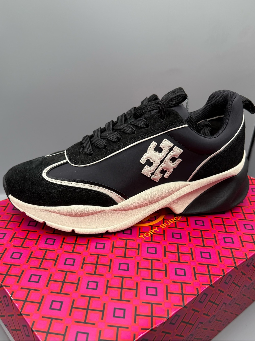 Tory Burch Black and White Chunky Lace-Up Sneaker